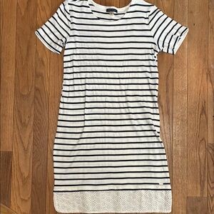 Tommy Hilfiger Navy and White Dress with Lace Hem